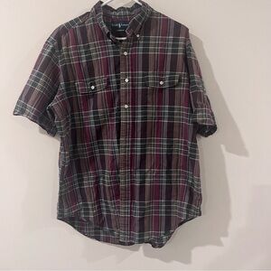 Ralph Lauren Plaid Men’s Short Sleeve Button Up With Pockets XL